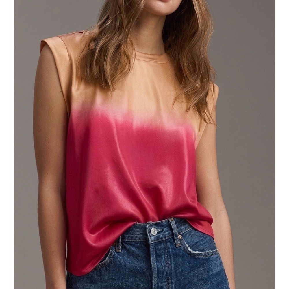 Anthropologie Porridge Shine Ombré Gradient Gold & Pink Sleeveless size Large